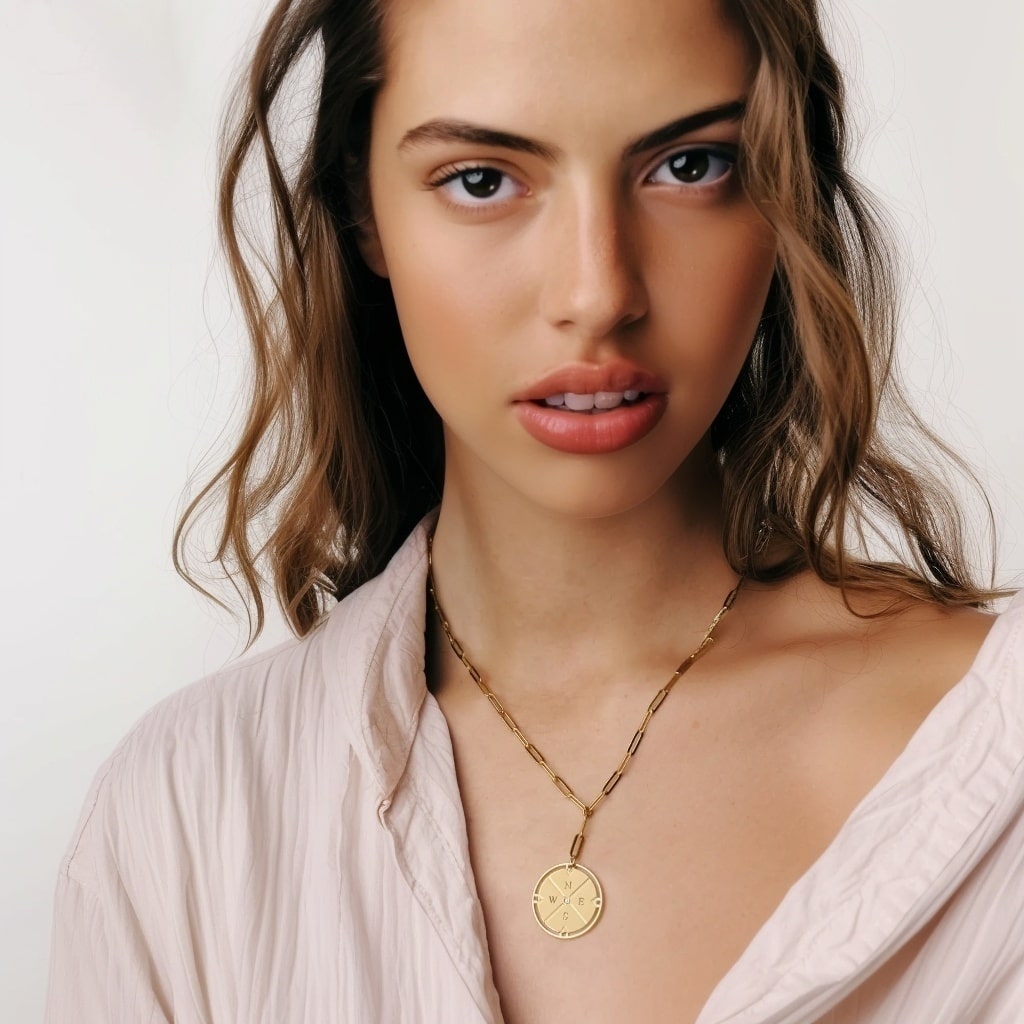 Personalized Compass Necklace